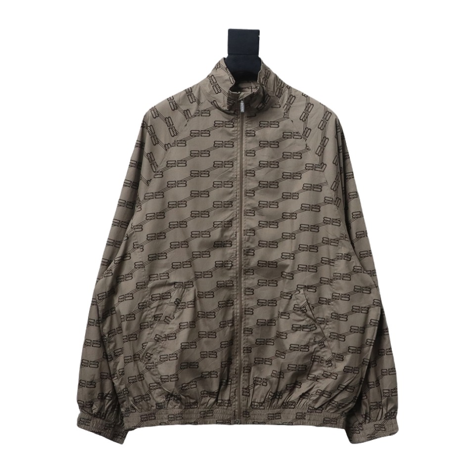 Balenciaga Logo Stand Collar Trench Coat