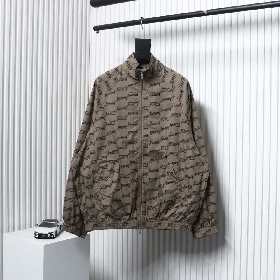 Balenciaga Logo Stand Collar Trench Coat