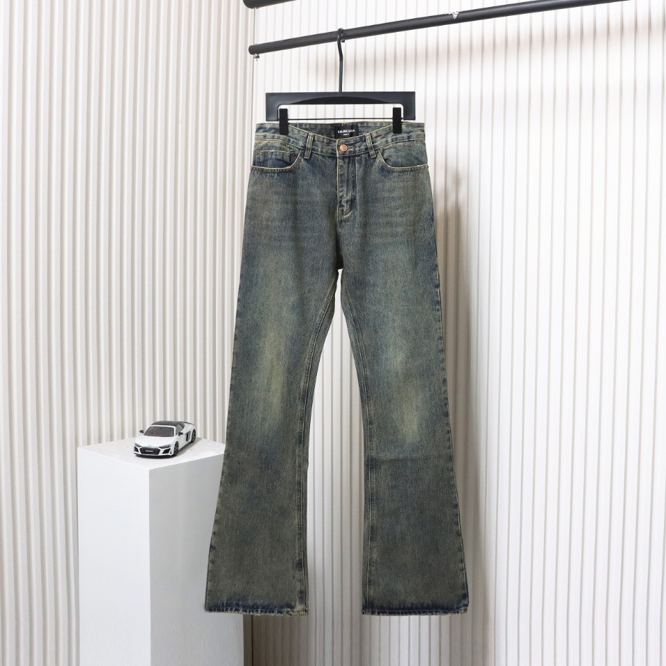 Balenciaga LOOK BOOK Blue Washed Orange Flared Jeans