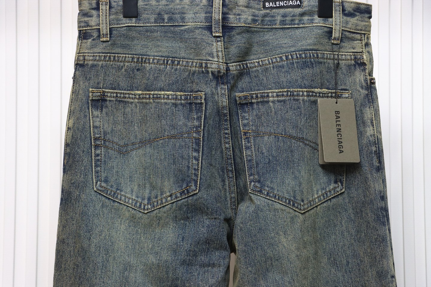 Balenciaga LOOK BOOK Blue Washed Orange Flared Jeans
