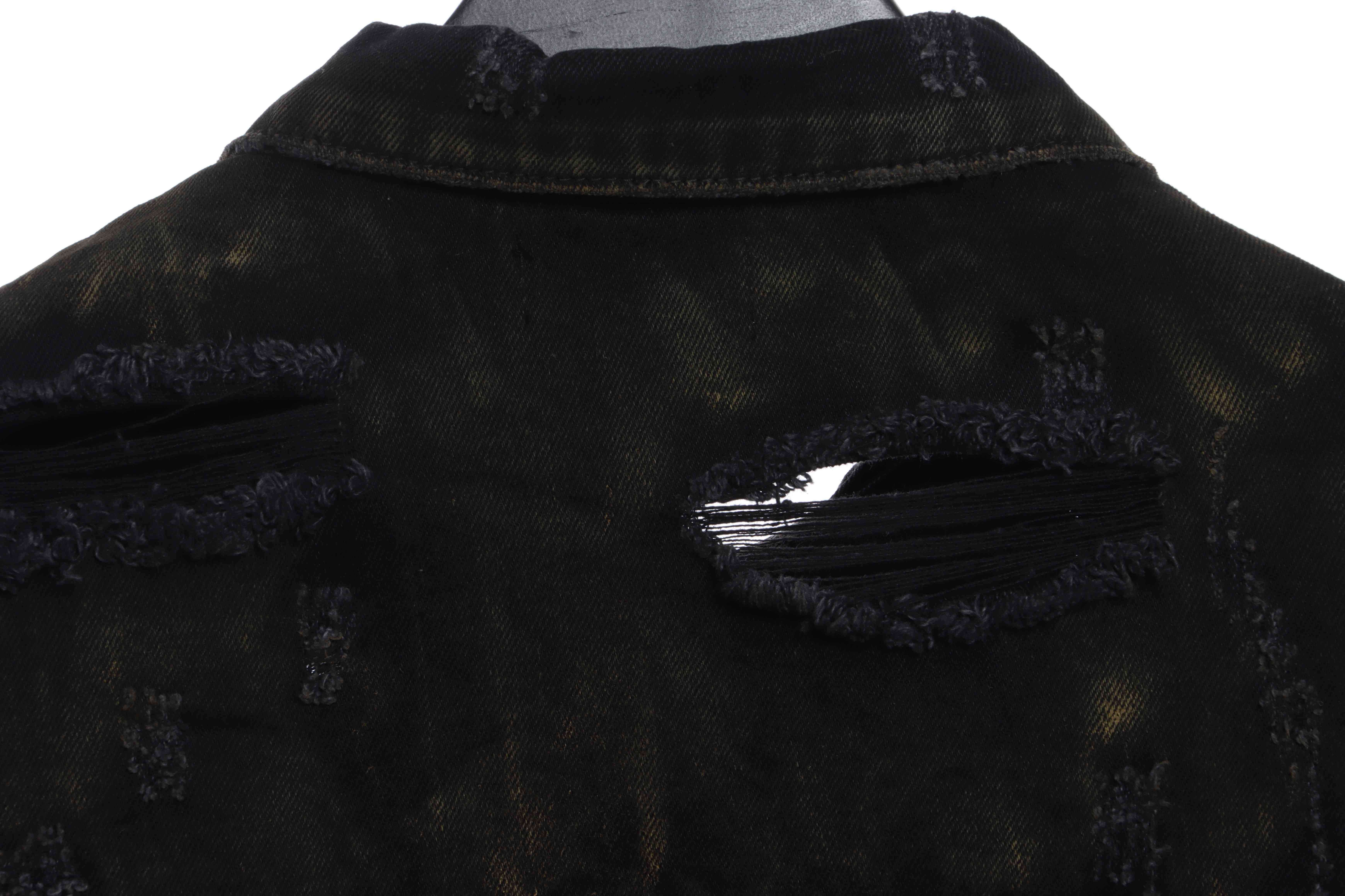 Balenciaga Mud-Dyed Printed Ripped Denim Jacket