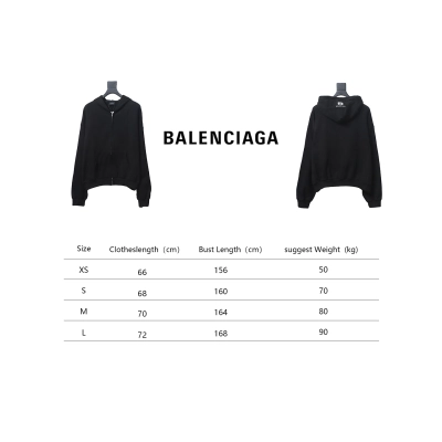 Balenciaga New Simple Hooded Zip-Up Jacket Black 02