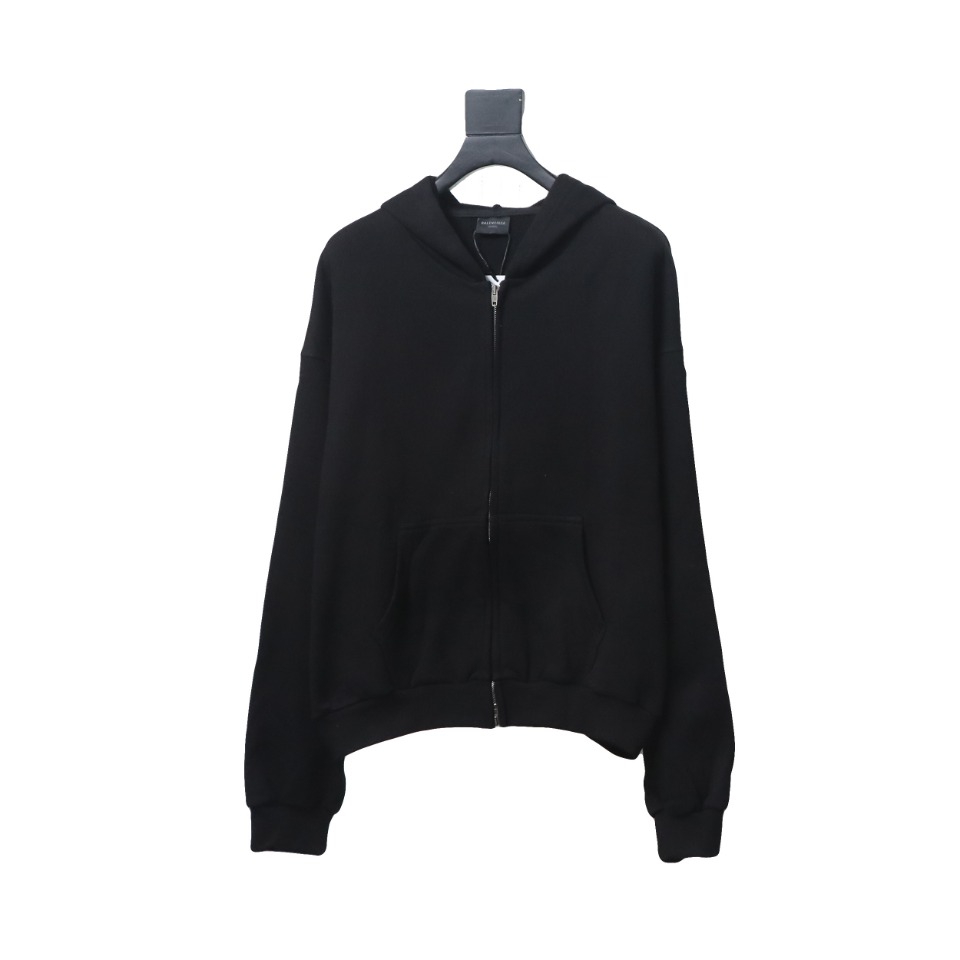 Balenciaga New Simple Hooded Zip-Up Jacket Black