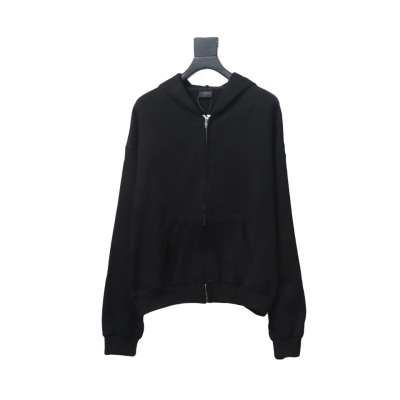 Balenciaga New Simple Hooded Zip-Up Jacket Black 01