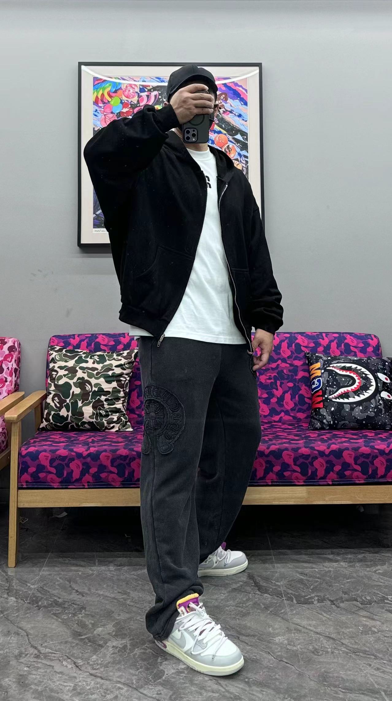 Balenciaga New Simple Hooded Zip-Up Jacket Black