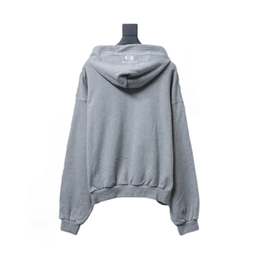 Balenciaga New Simple Hooded Zip-Up Jacket Grey