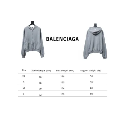 Balenciaga New Simple Hooded Zip-Up Jacket Grey 02