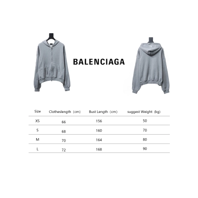 Balenciaga New Simple Hooded Zip-Up Jacket Grey 02