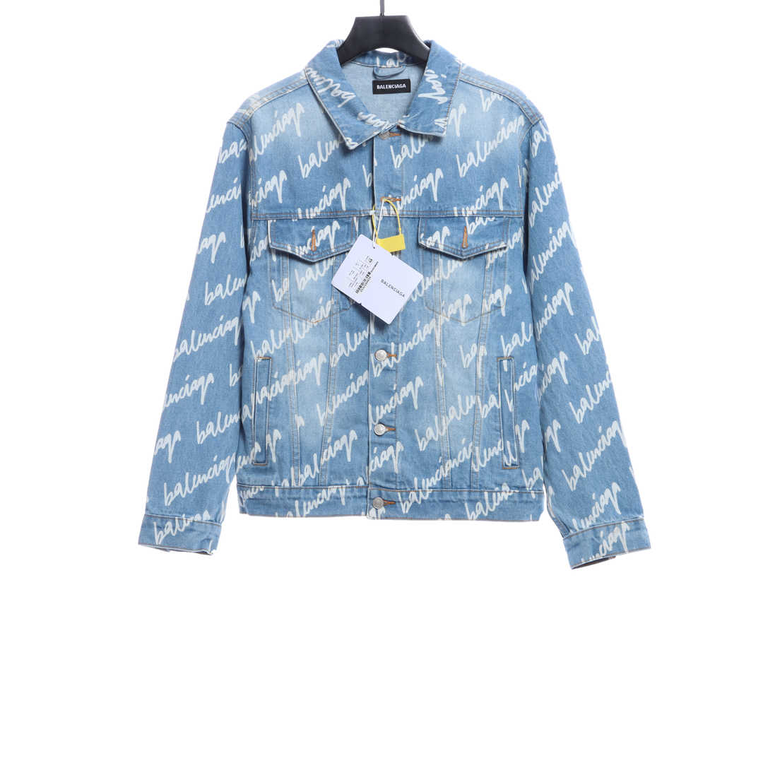 Balenciaga Painted Barrage Washed Denim Jacket