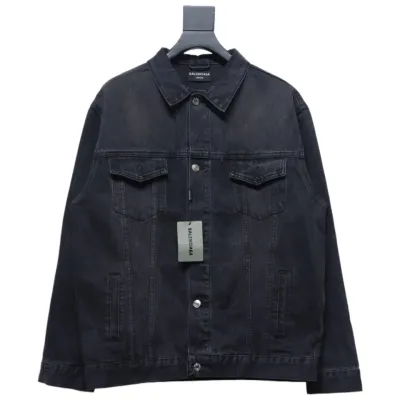 Balenciaga Paris Colored Diamond Letter Hot Diamond Couple Denim Jacket 01