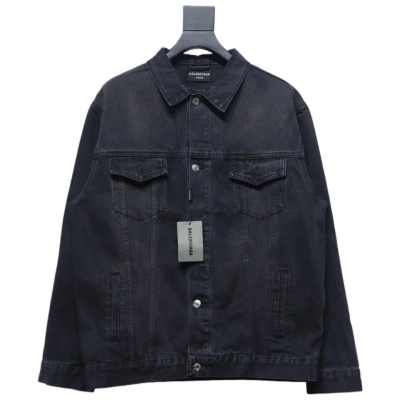 Balenciaga Paris Colored Diamond Letter Hot Diamond Couple Denim Jacket 01