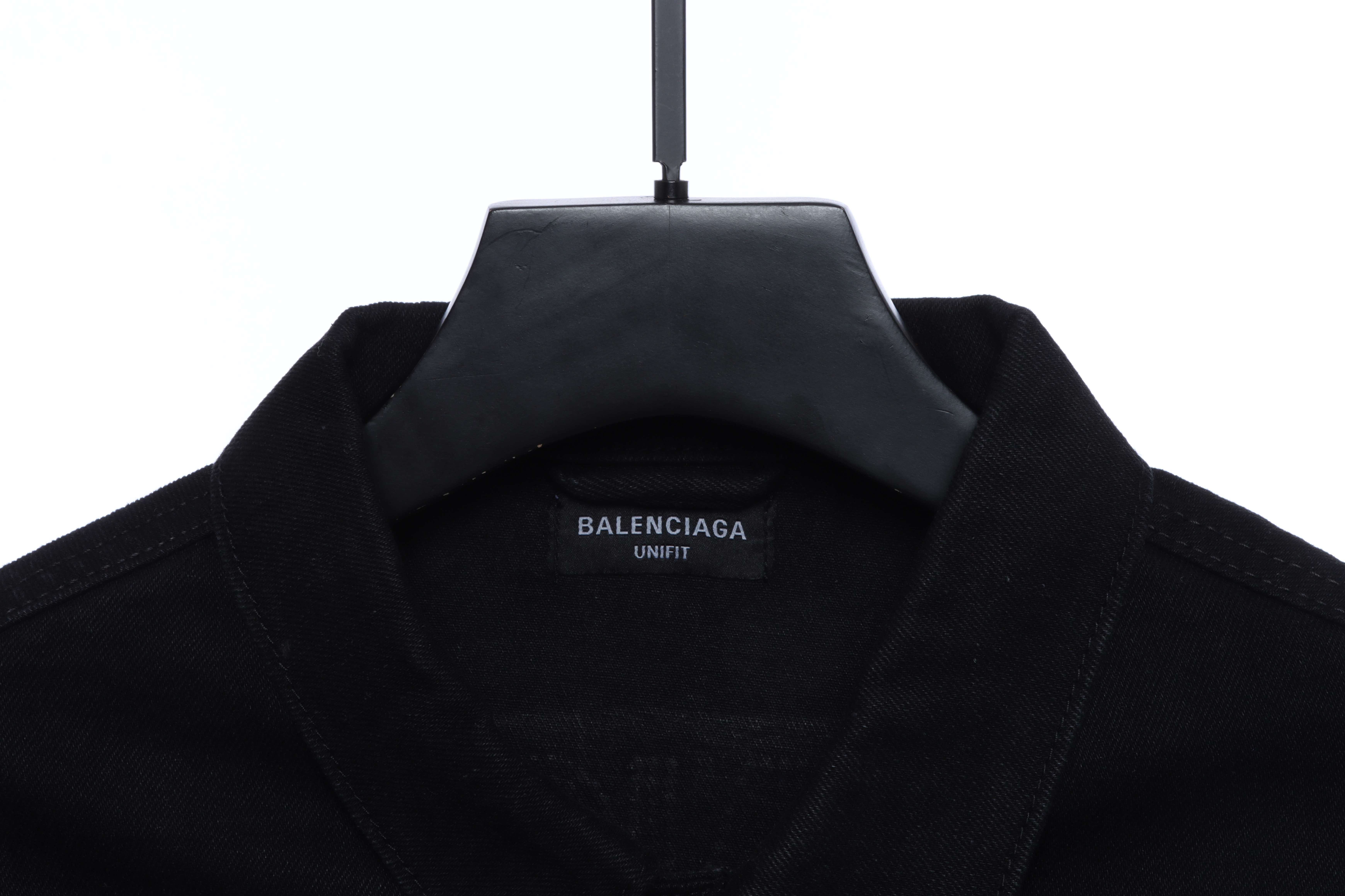 Balenciaga Rhinestone Letters On The Back Denim Long-Sleeved Jacket