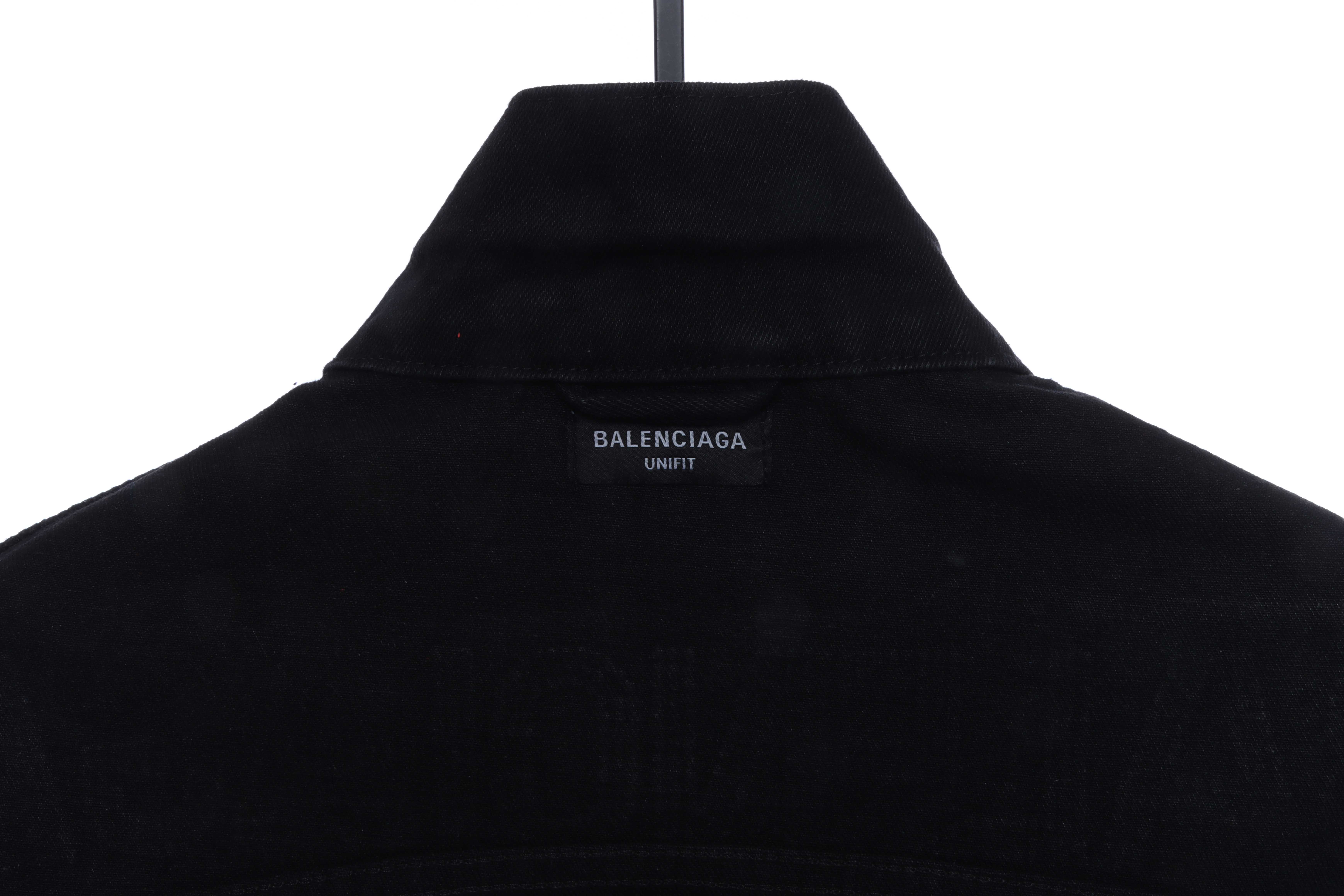 Balenciaga Rhinestone Letters On The Back Denim Long-Sleeved Jacket