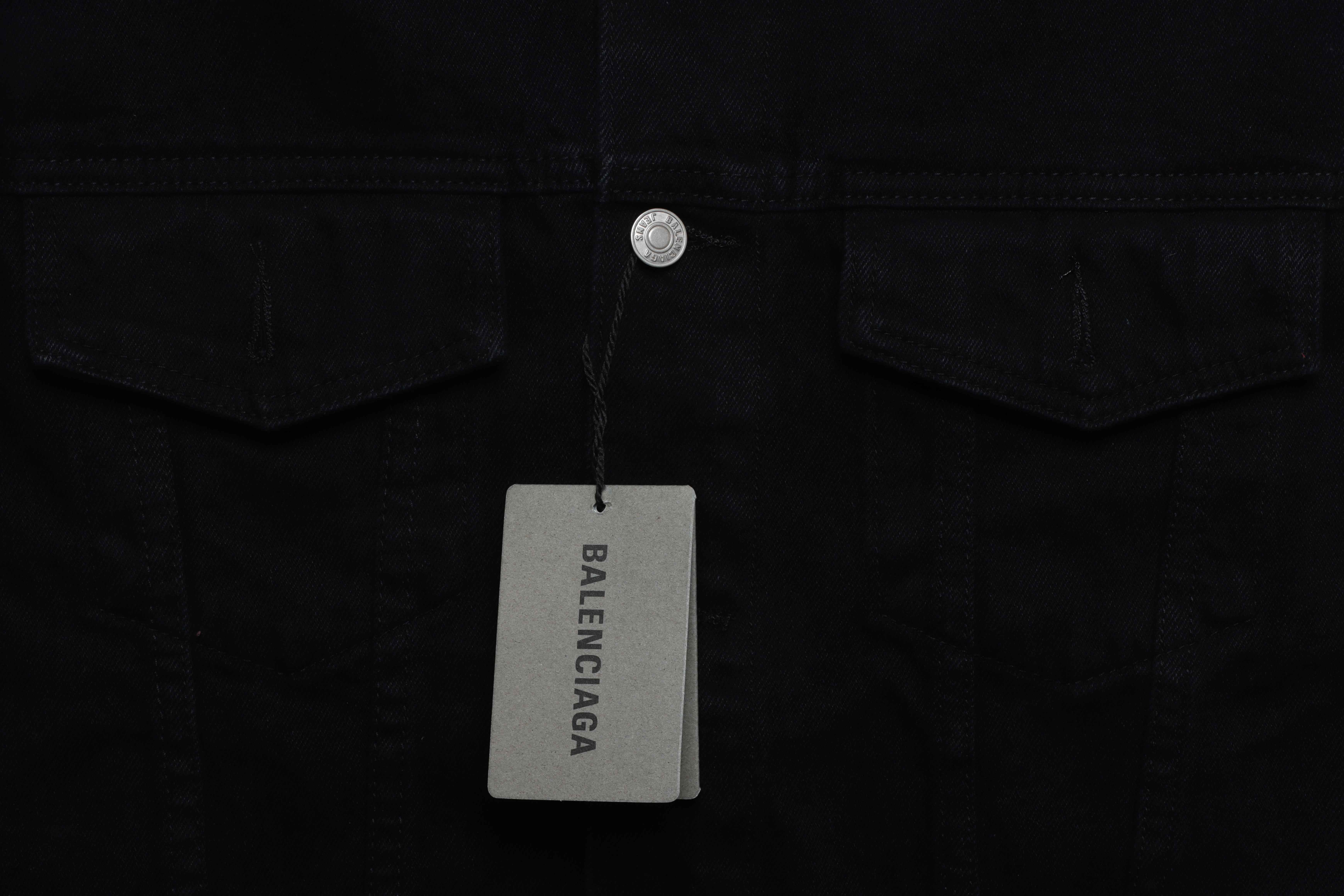 Balenciaga Rhinestone Letters On The Back Denim Long-Sleeved Jacket