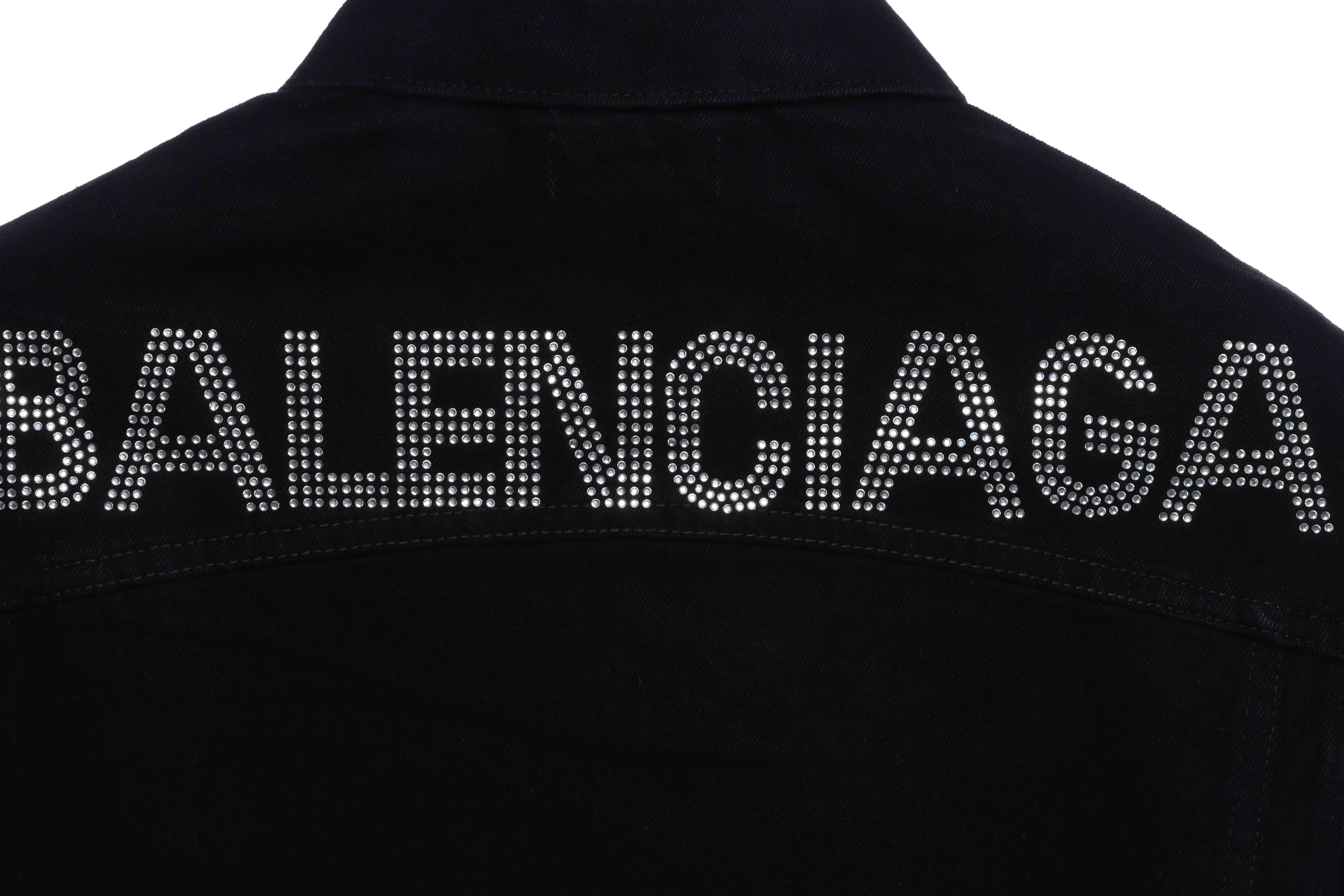 Balenciaga Rhinestone Letters On The Back Denim Long-Sleeved Jacket