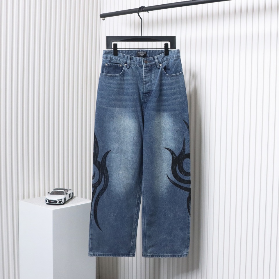 Balenciaga Shaped Print Denim Trousers