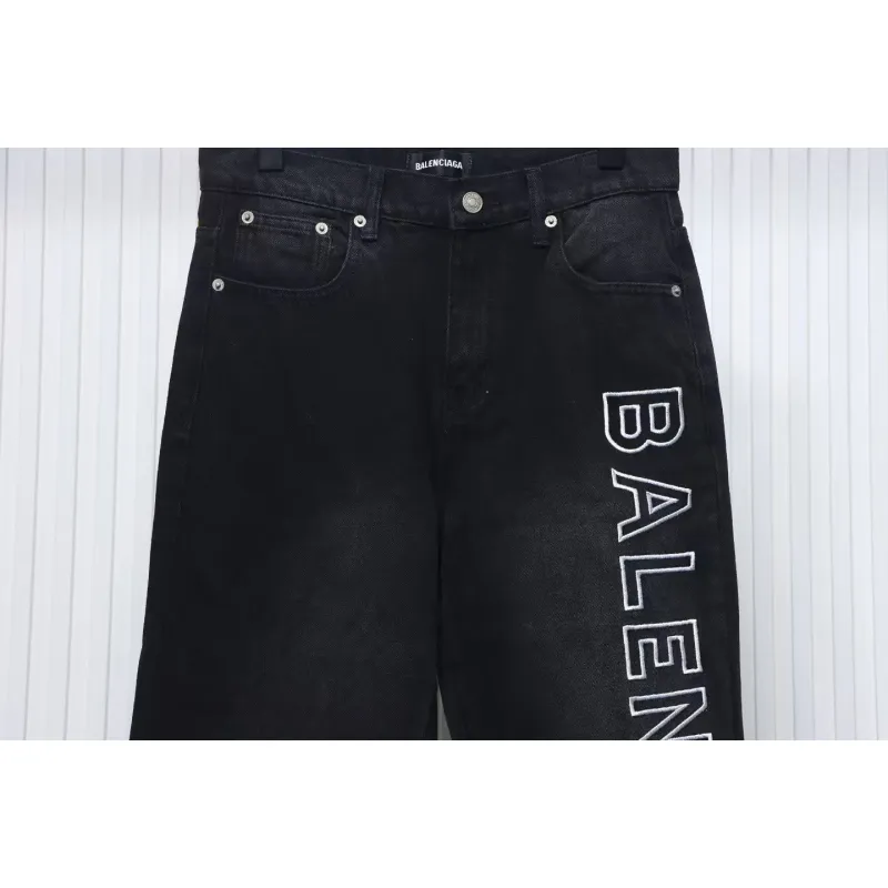 Balenciaga Single Breasted Jeans With Logo Embroidery On The Side