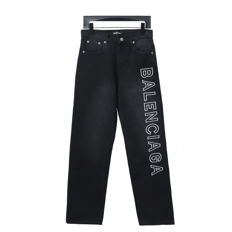 Balenciaga Single Breasted Jeans With Logo Embroidery On The Side