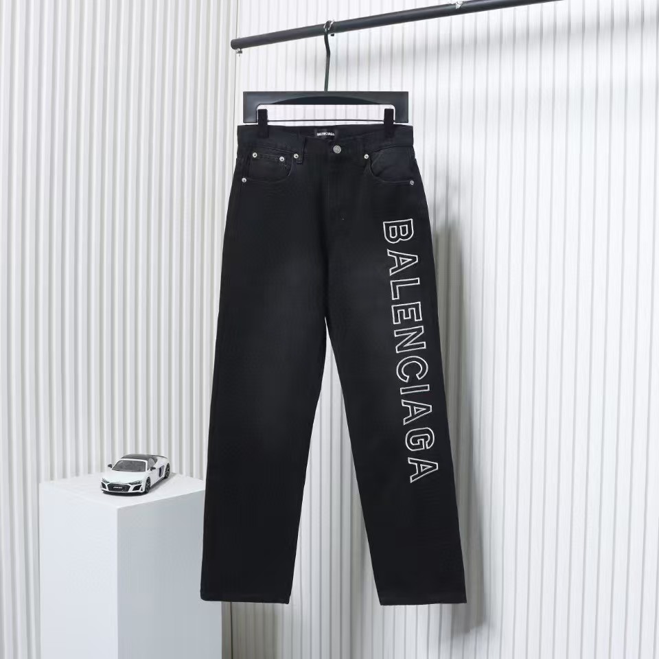 Balenciaga Single Breasted Jeans With Logo Embroidery On The Side