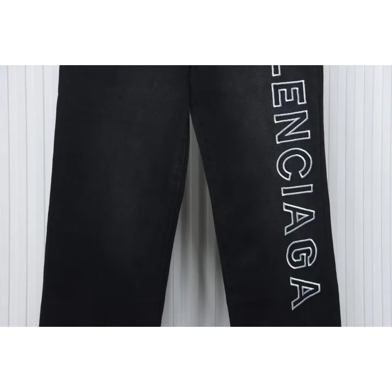 Balenciaga Single Breasted Jeans With Logo Embroidery On The Side