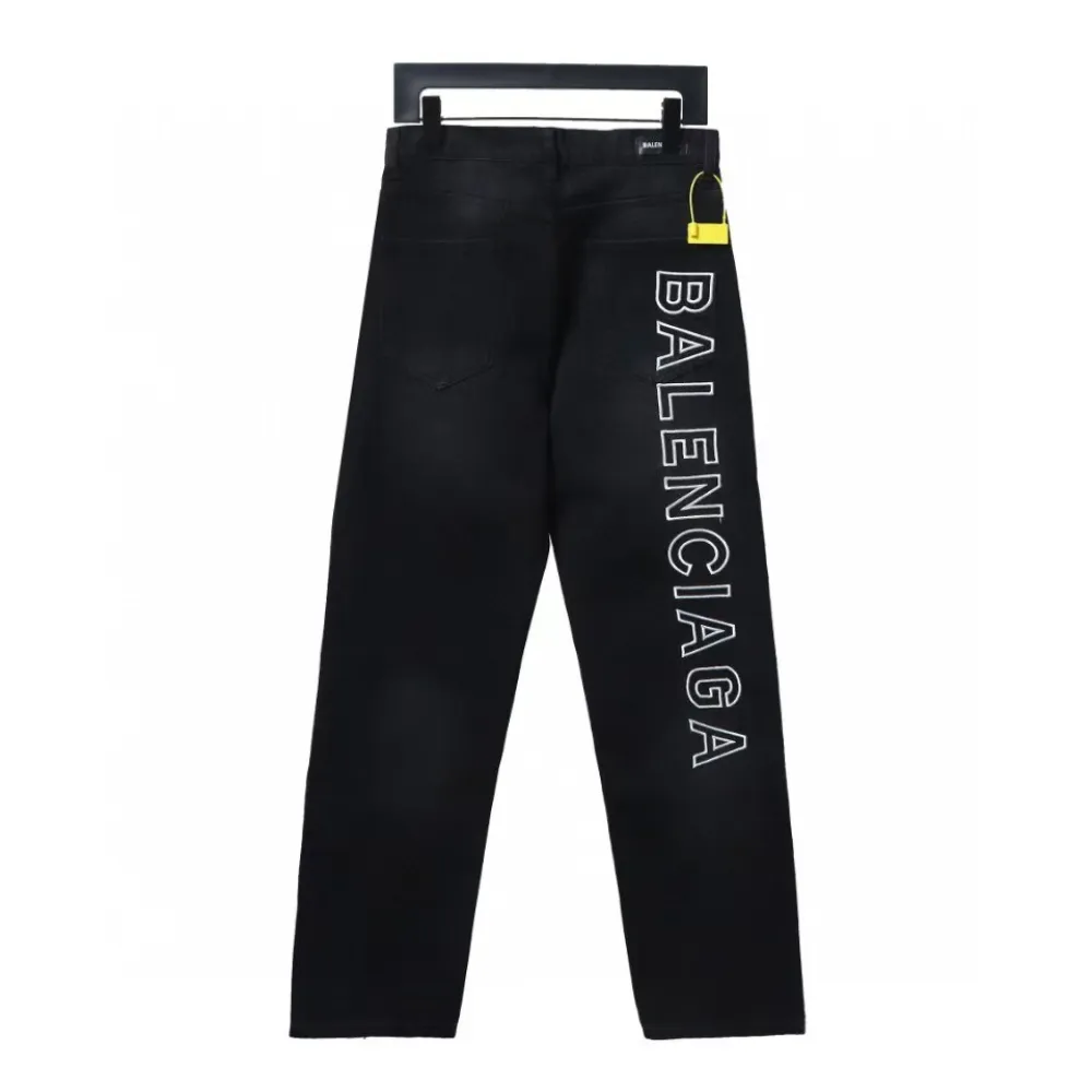 Balenciaga Single Breasted Jeans With Logo Embroidery On The Side