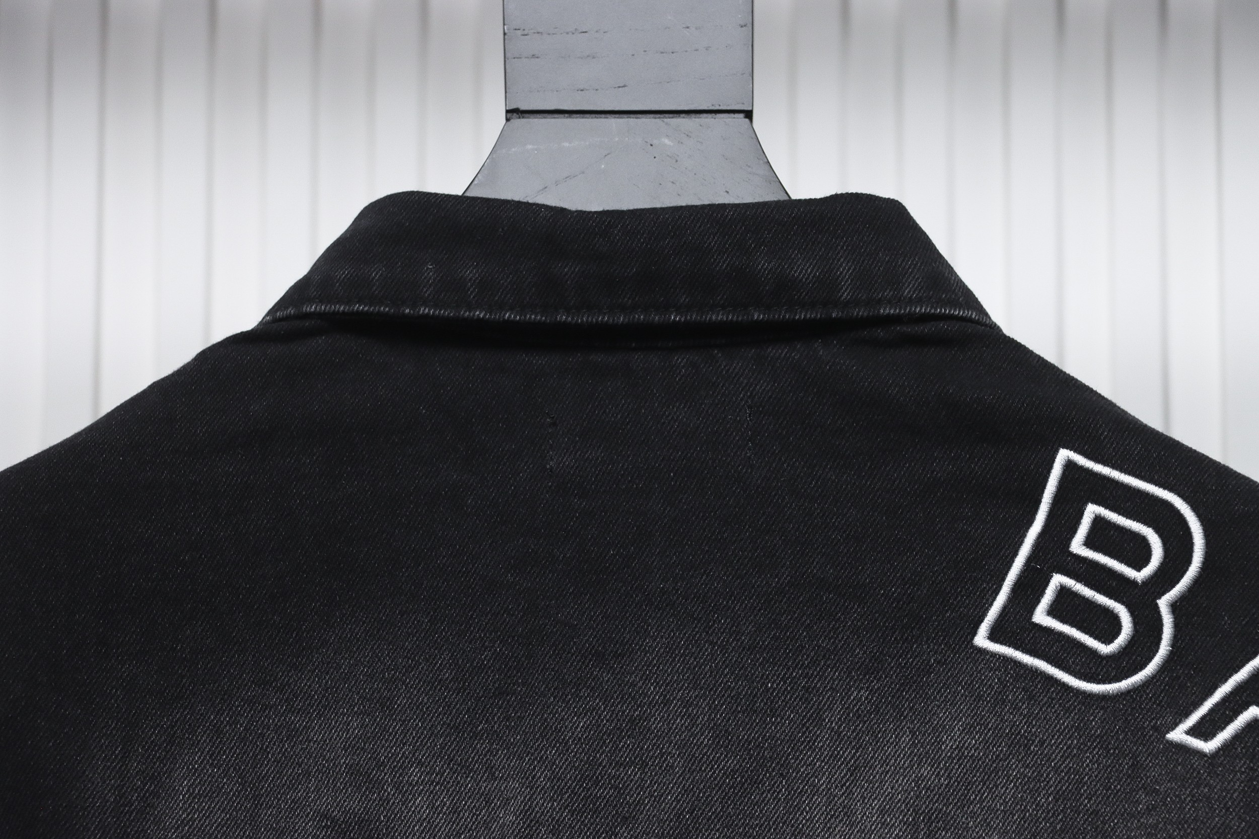 Balenciaga Single-Breasted Side Lettering Embroidery Denim Jacket