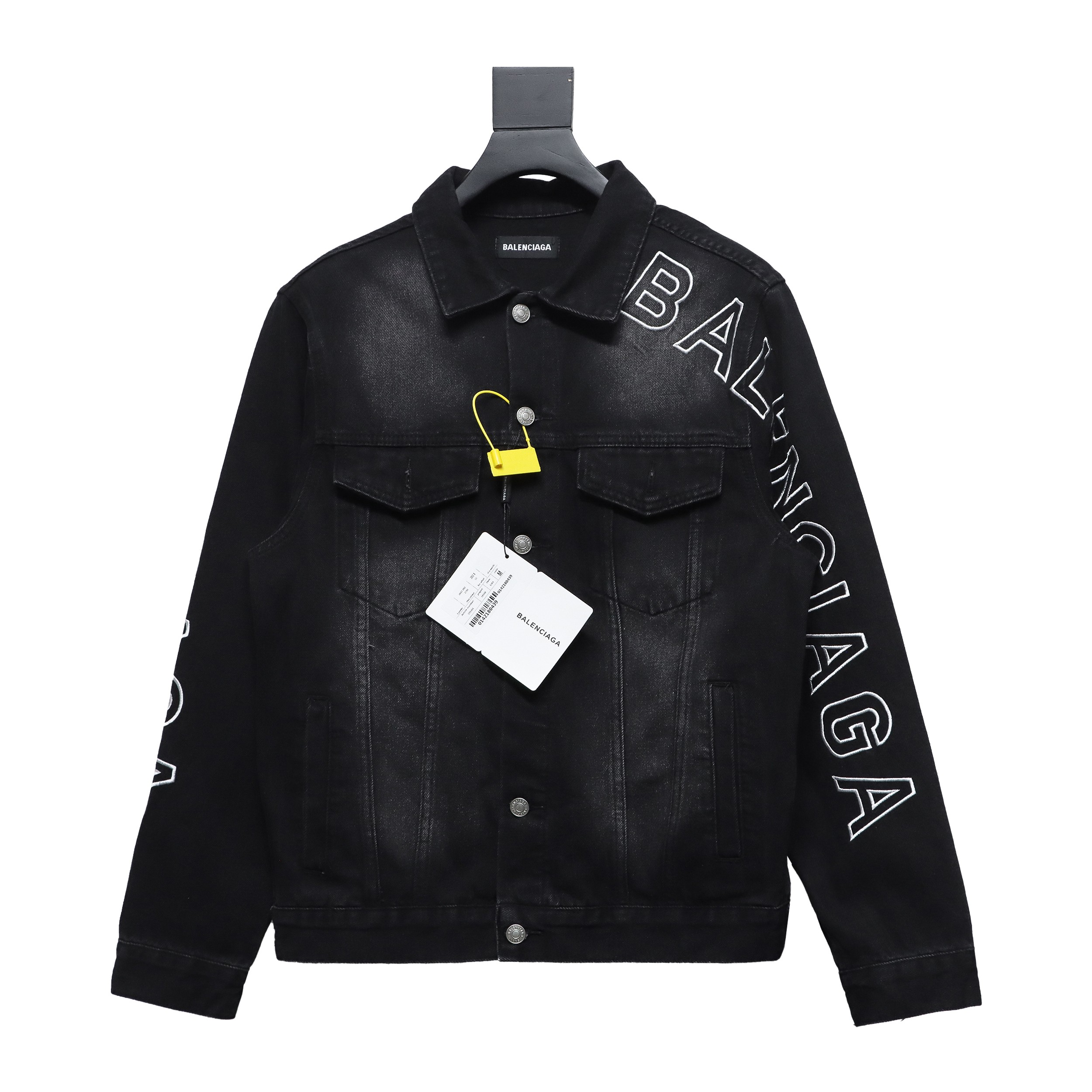 Balenciaga Single-Breasted Side Lettering Embroidery Denim Jacket