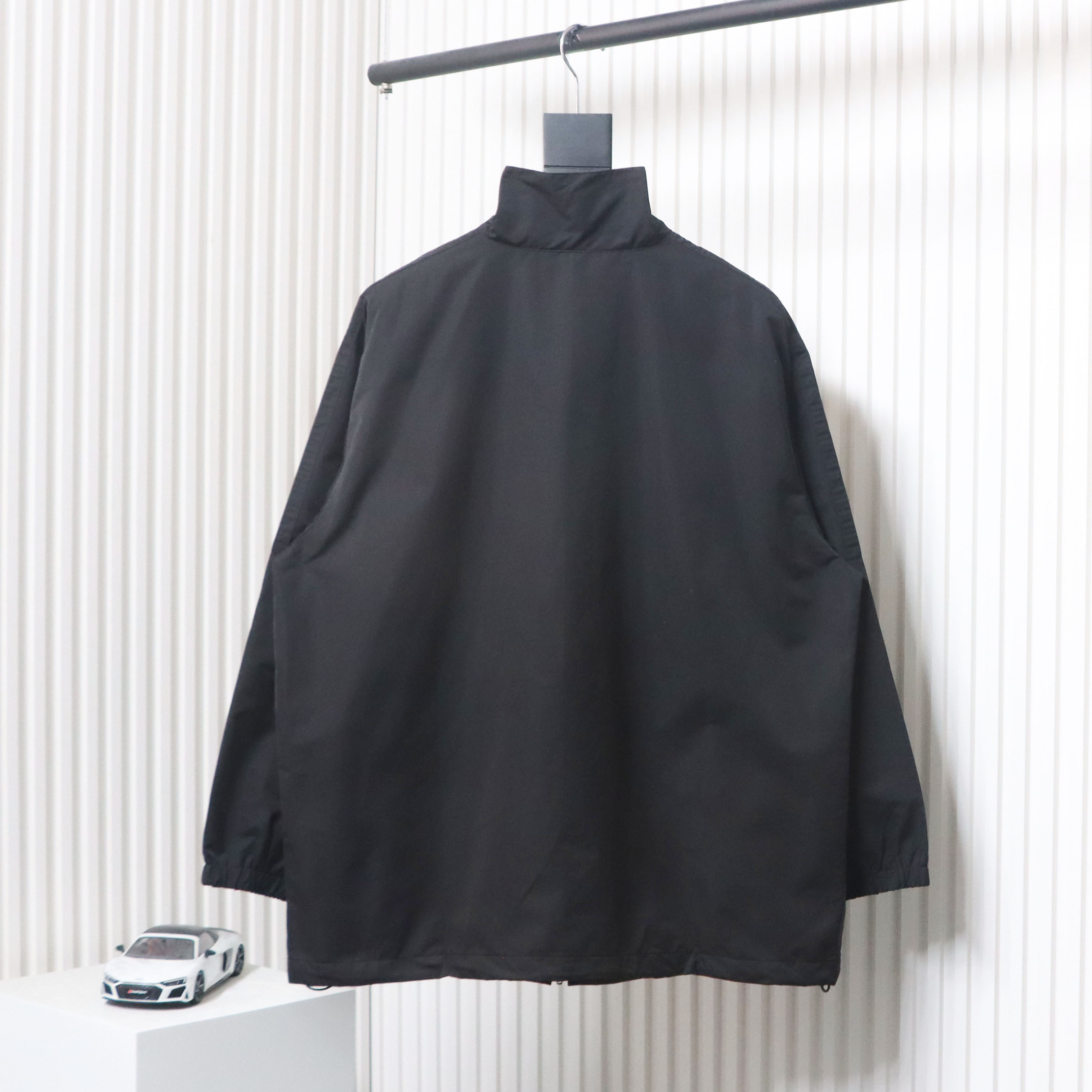 Balenciaga Splicing Letter Jacket Coat Black