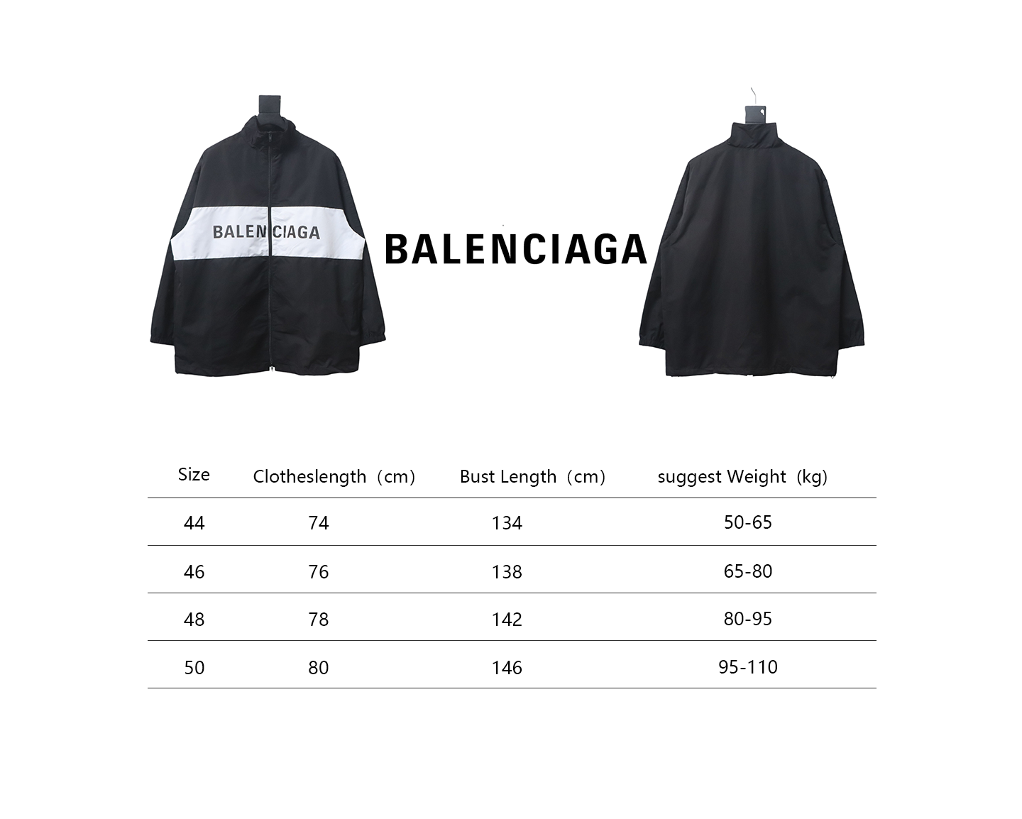 Balenciaga Splicing Letter Jacket Coat Black