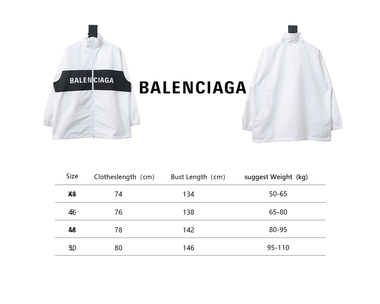 Balenciaga Splicing Letter Jacket Coat White