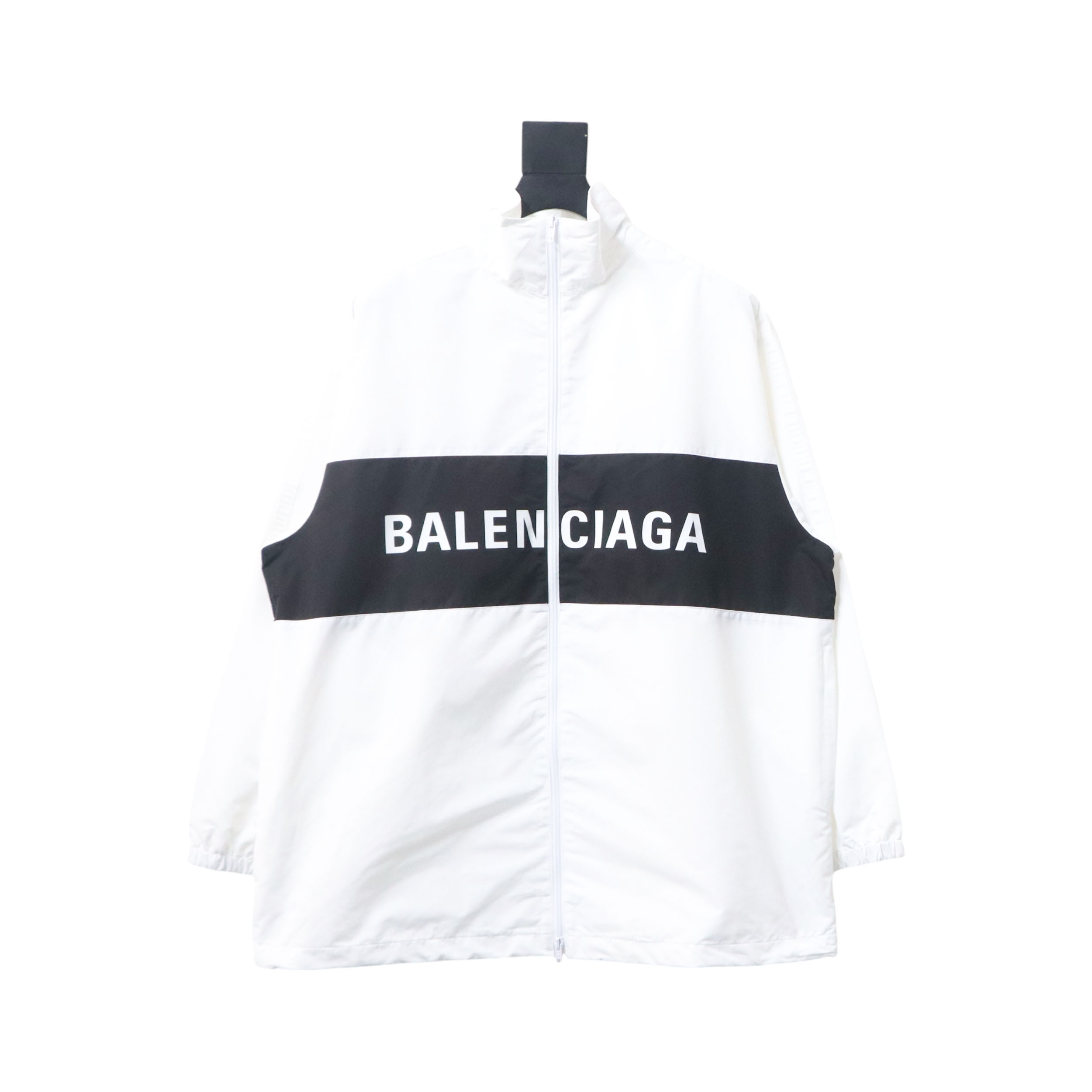 Balenciaga Splicing Letter Jacket Coat White