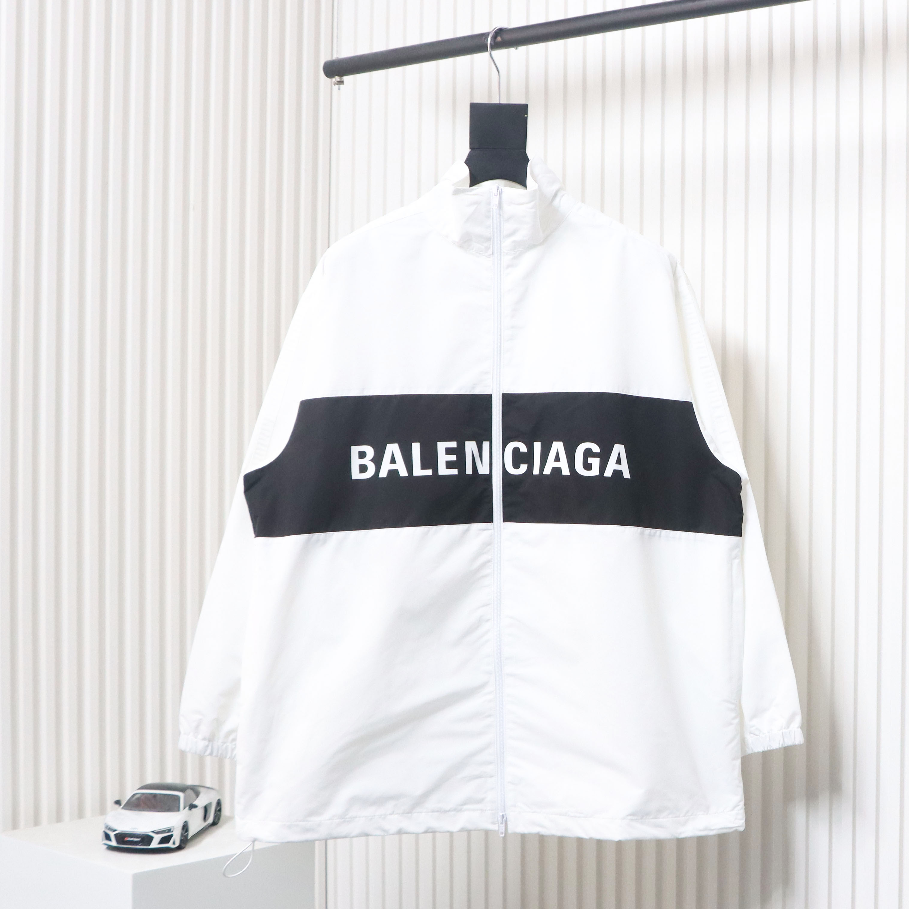 Balenciaga Splicing Letter Jacket Coat White