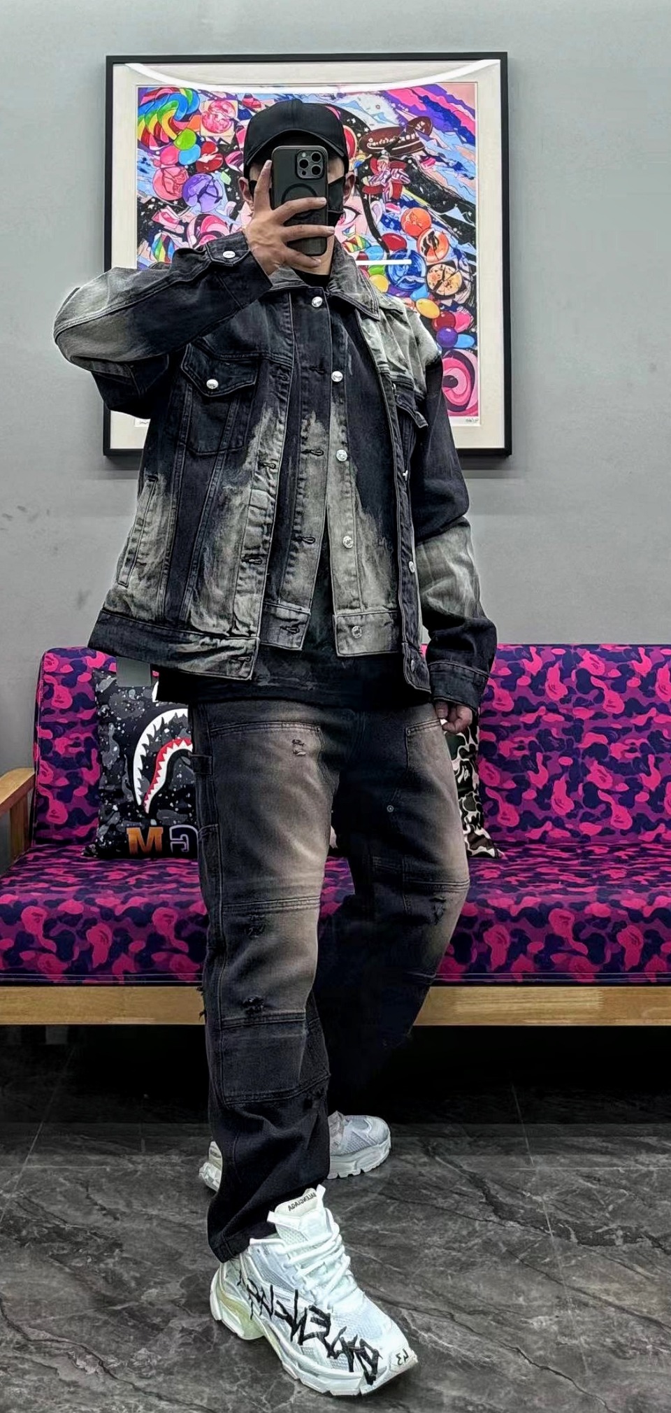 Balenciaga SS24 OF Funny Graffiti Denim Jacket