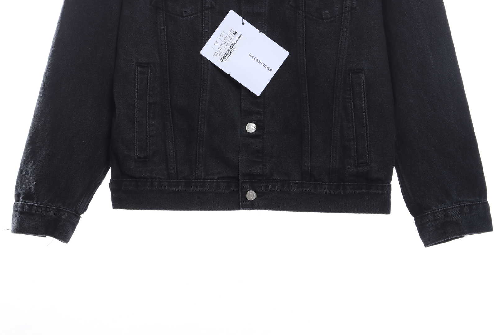 Balenciaga Tape Washed Distressed Denim Jacket Black