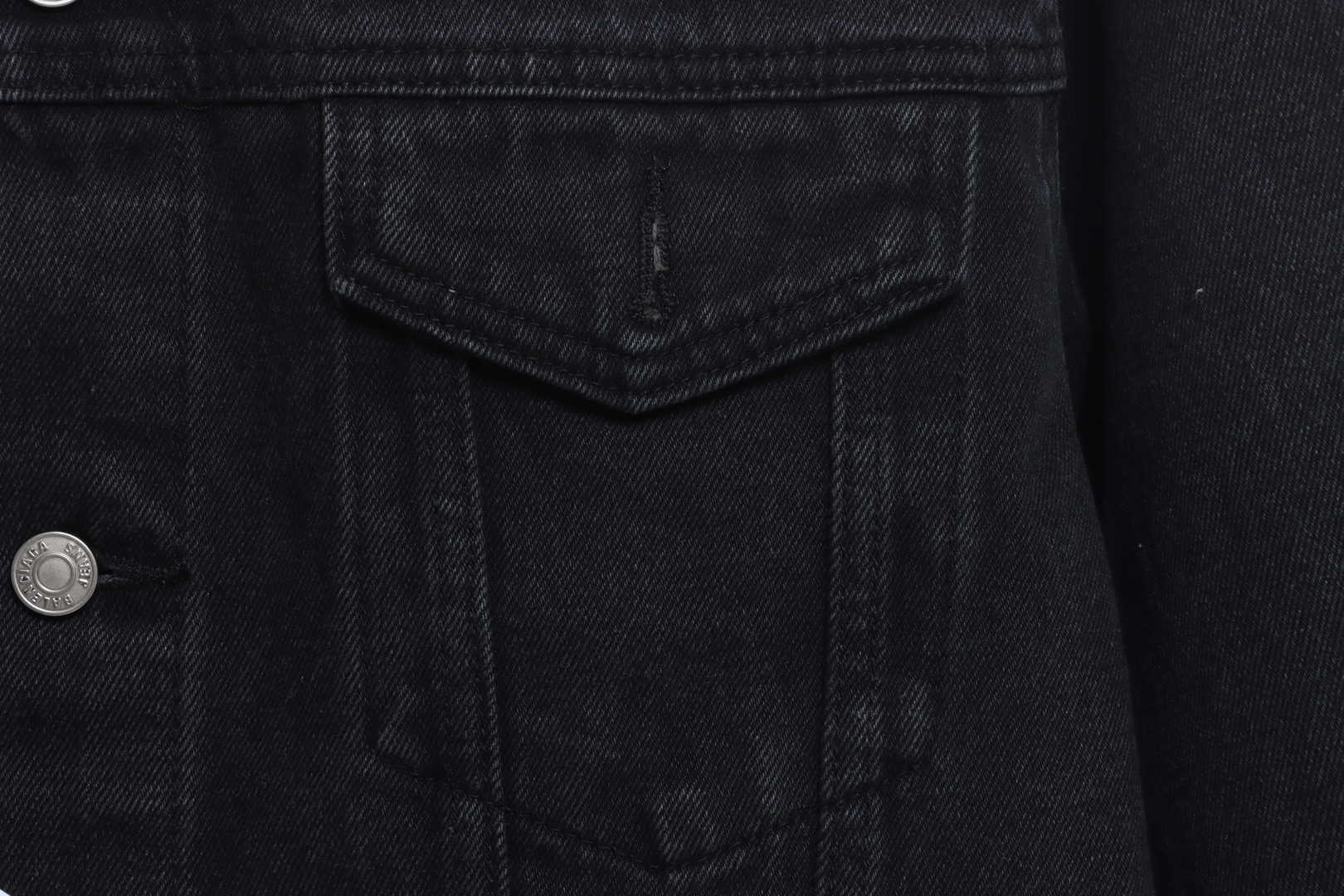 Balenciaga Tape Washed Distressed Denim Jacket Black