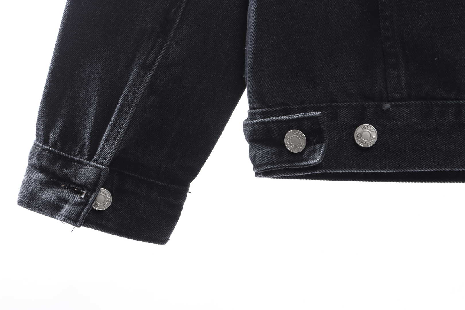 Balenciaga Tape Washed Distressed Denim Jacket Black