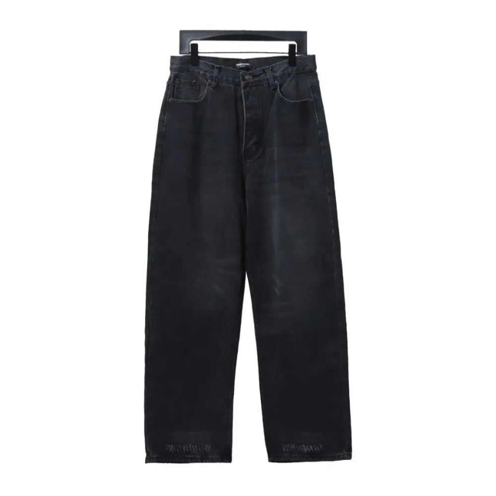 Balenciaga Washed Black Loose Wide-Leg Jeans