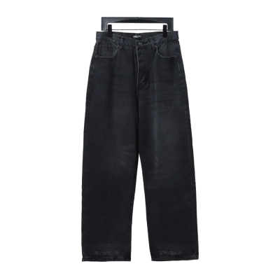 Balenciaga Washed Black Loose Wide-Leg Jeans 01