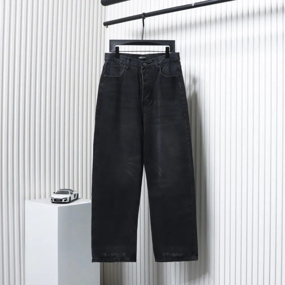 Balenciaga Washed Black Loose Wide-Leg Jeans
