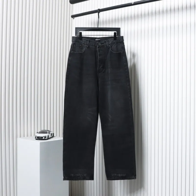 Balenciaga Washed Black Loose Wide-Leg Jeans