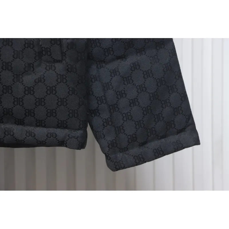 Balenciaga x Gucci Double B Full Print Jacquard Down Jacket Black