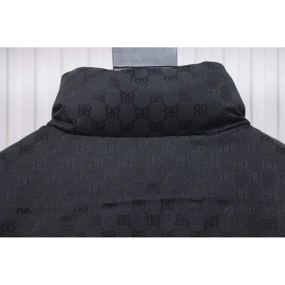 Balenciaga x Gucci Double B Full Print Jacquard Down Jacket Black