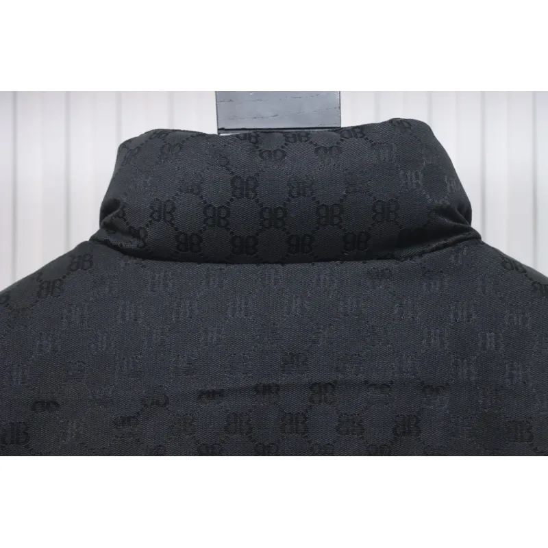 Balenciaga x Gucci Double B Full Print Jacquard Down Jacket Black