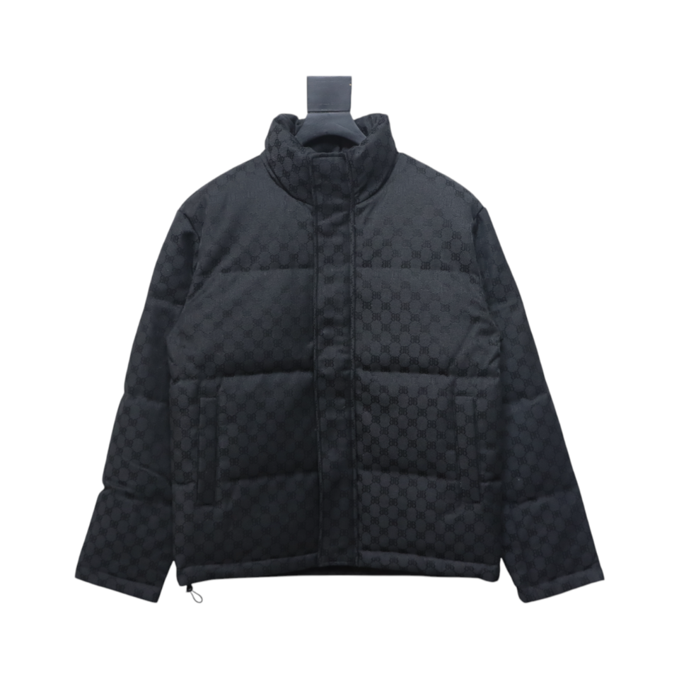 Balenciaga x Gucci Double B Full Print Jacquard Down Jacket Black