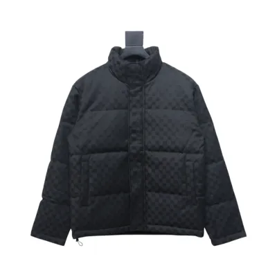 Balenciaga x Gucci Double B Full Print Jacquard Down Jacket Black 01