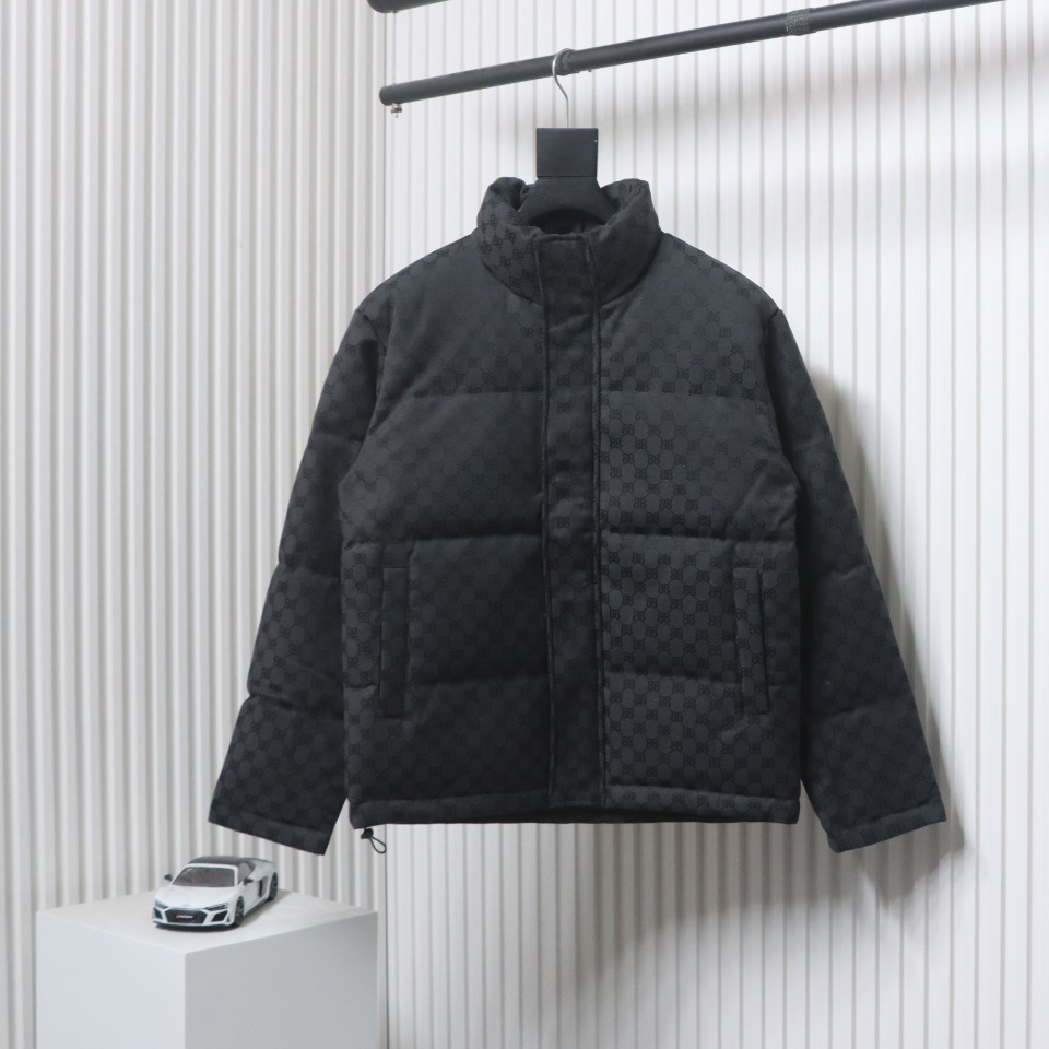 Balenciaga x Gucci Double B Full Print Jacquard Down Jacket Black