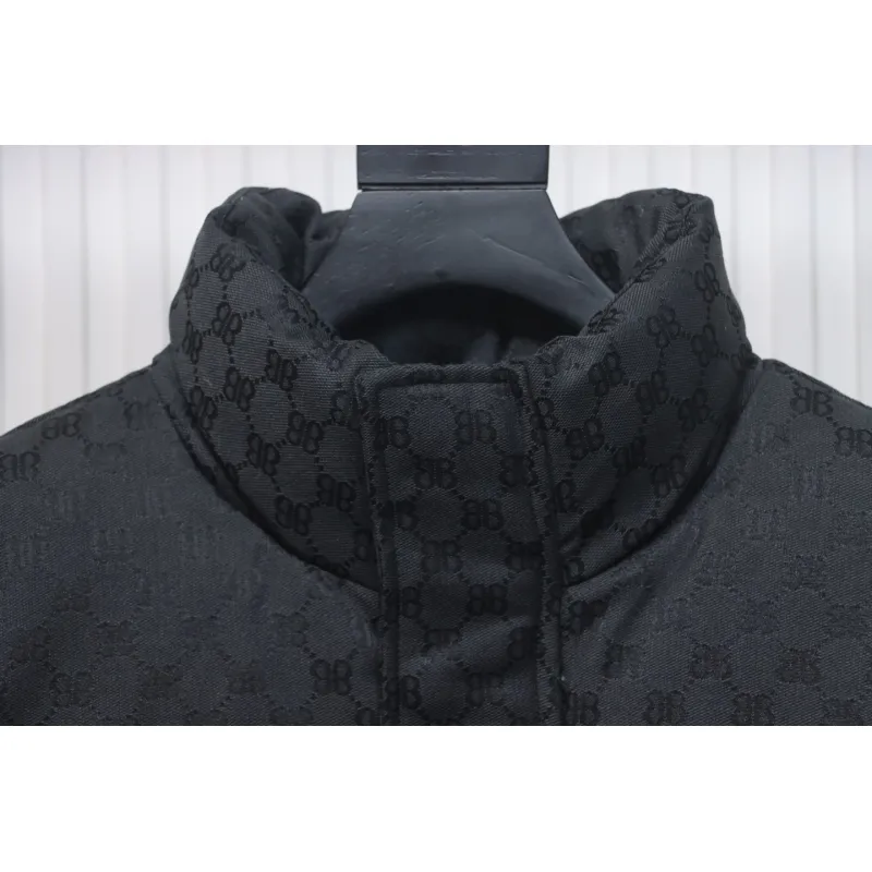 Balenciaga x Gucci Double B Full Print Jacquard Down Jacket Black
