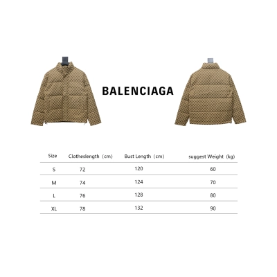 Balenciaga x Gucci Double B Full Print Jacquard Down Jacket Brown 02