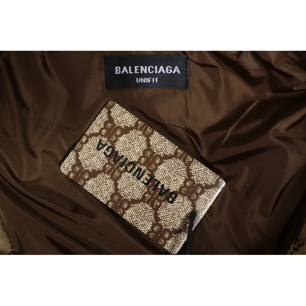 Balenciaga x Gucci Double B Full Print Jacquard Down Jacket Brown