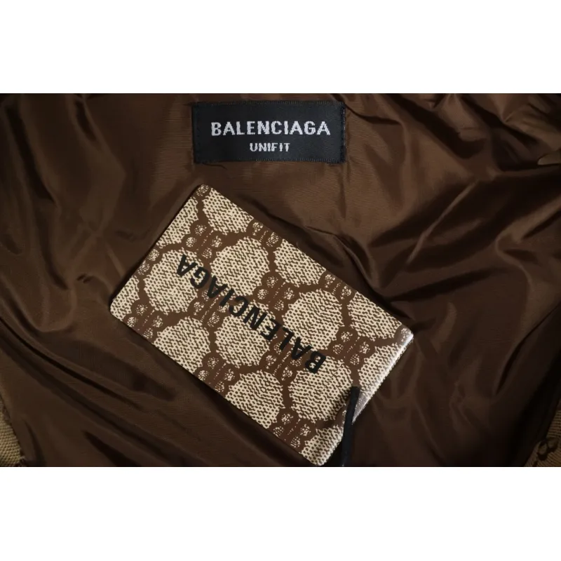 Balenciaga x Gucci Double B Full Print Jacquard Down Jacket Brown
